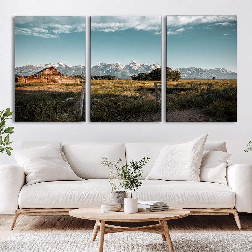 Rustic Farmhouse Wall Art Canvas Print – Teton Range Mormon