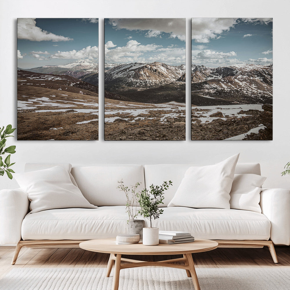 Mountain Landscape Wall Art Canvas Print – Framed Snowy