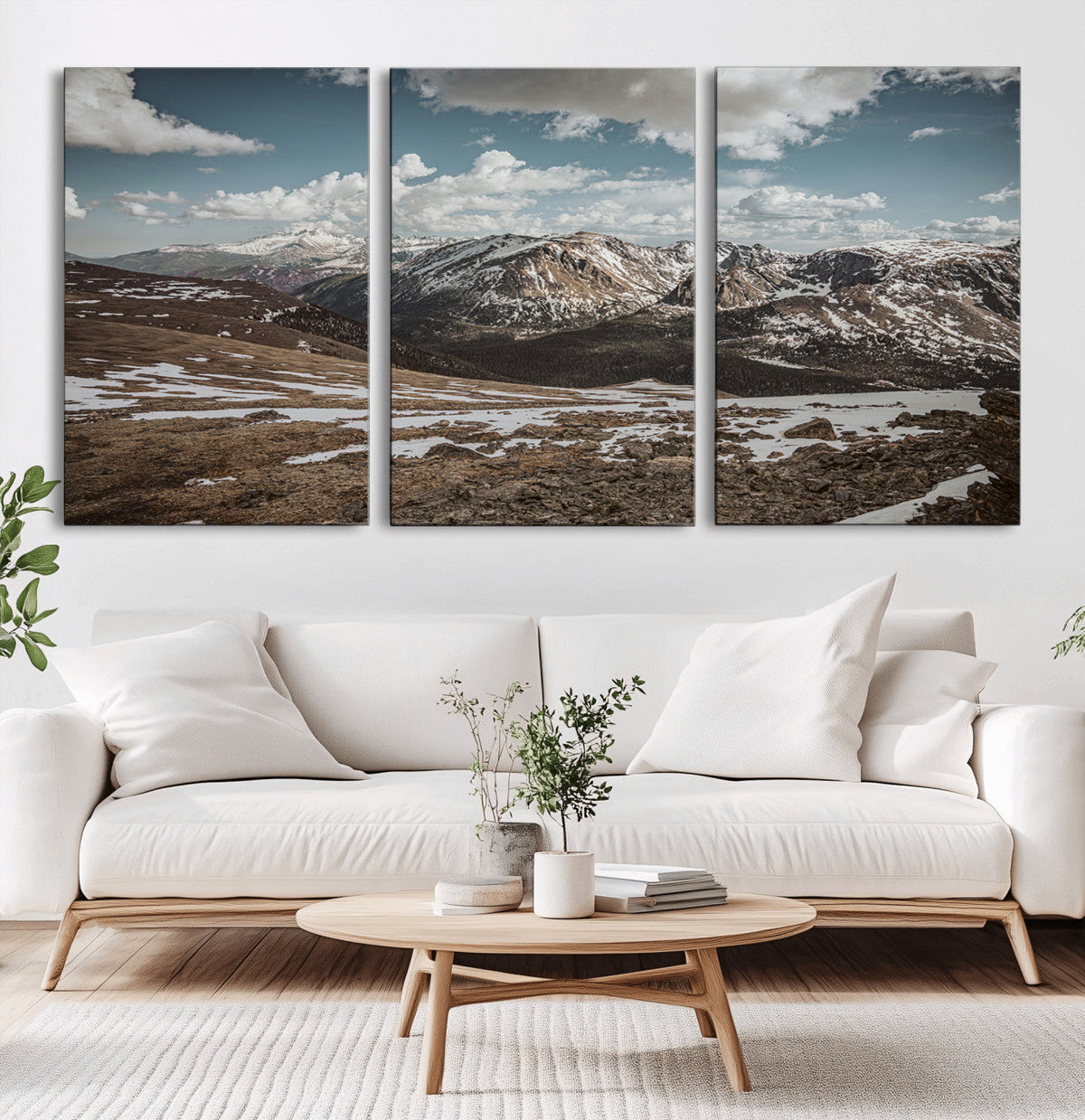 Mountain Landscape Wall Art Canvas Print – Framed Snowy