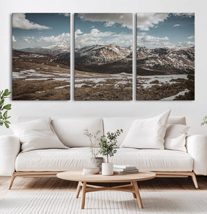 Mountain Landscape Wall Art Canvas Print – Framed Snowy