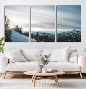 Snowy Mountain Wall Art Canvas Print – Frosty Peaks Alpine
