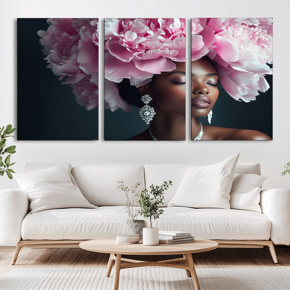 Black Beauty Petal Crown Wall Art Canvas Print – Floral