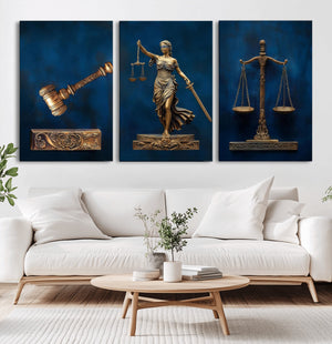 Lady Justice Wall Art Canvas Print – Elegant Gold Legal