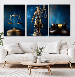 Lady Justice Wall Art Canvas Print – Elegant Gold Legal