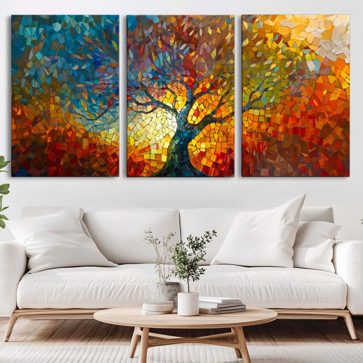 Yggdrasil Tree of Life Mosaic Stained Glass Wall Art, Tree