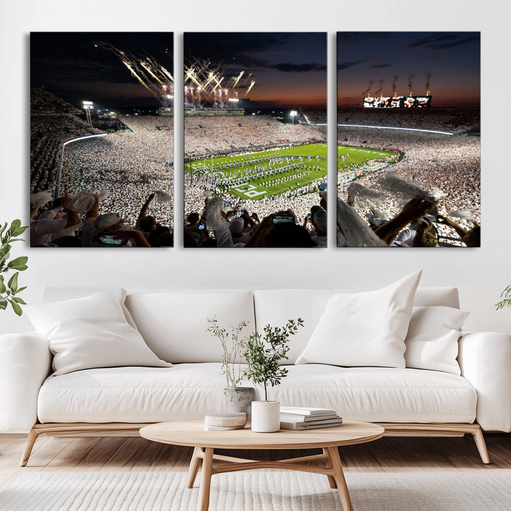 Penn State Stadium Wall Art – White Out Football Game Canvas