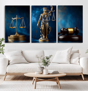 Justice Scales Statue Wall Art, Lady Justice Canvas Print,