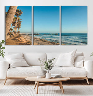 Scenic Beach Wall Art Canvas Print – Tall Palm Trees, Sandy