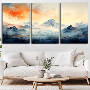 Warm Clouds Abstract Mountain Wall Art Canvas Print