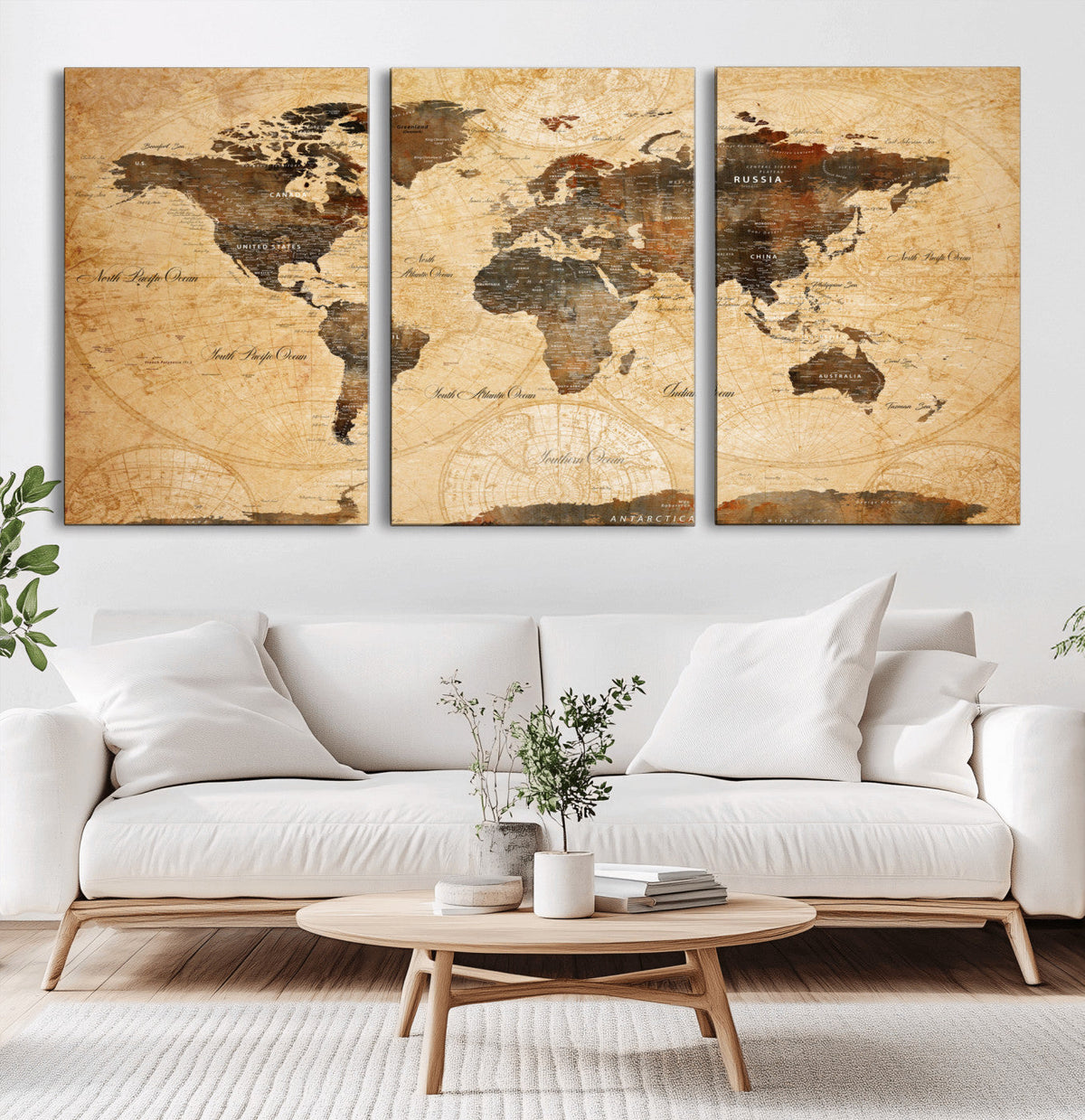 Push Pin World Map Canvas Print – Travel Tracker Wall Art