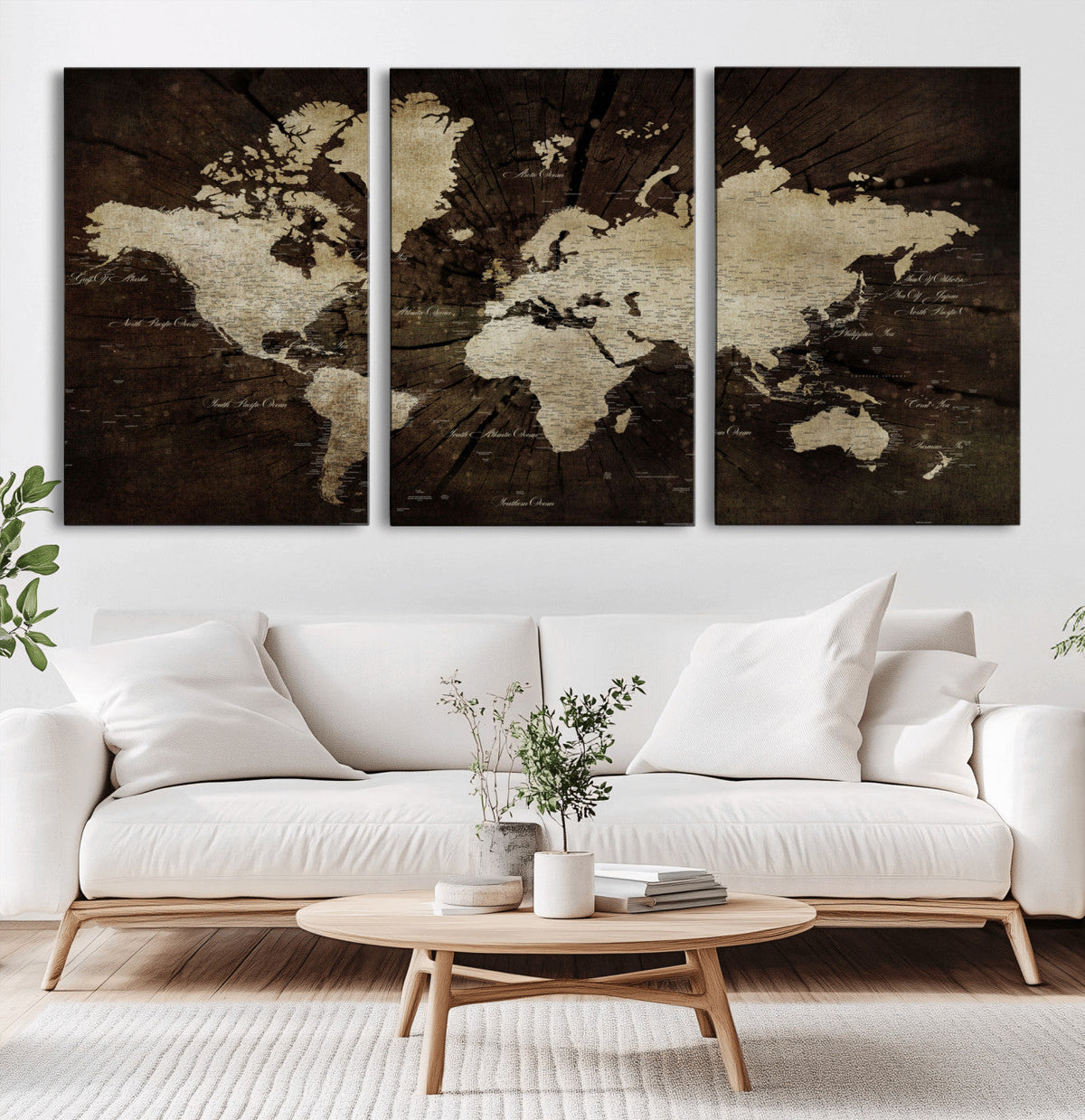 World Map Wall Art Canvas Print – Framed Travel Map Wall Art