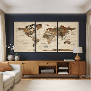 World Map Canvas Print – Framed Detailed Map of the World