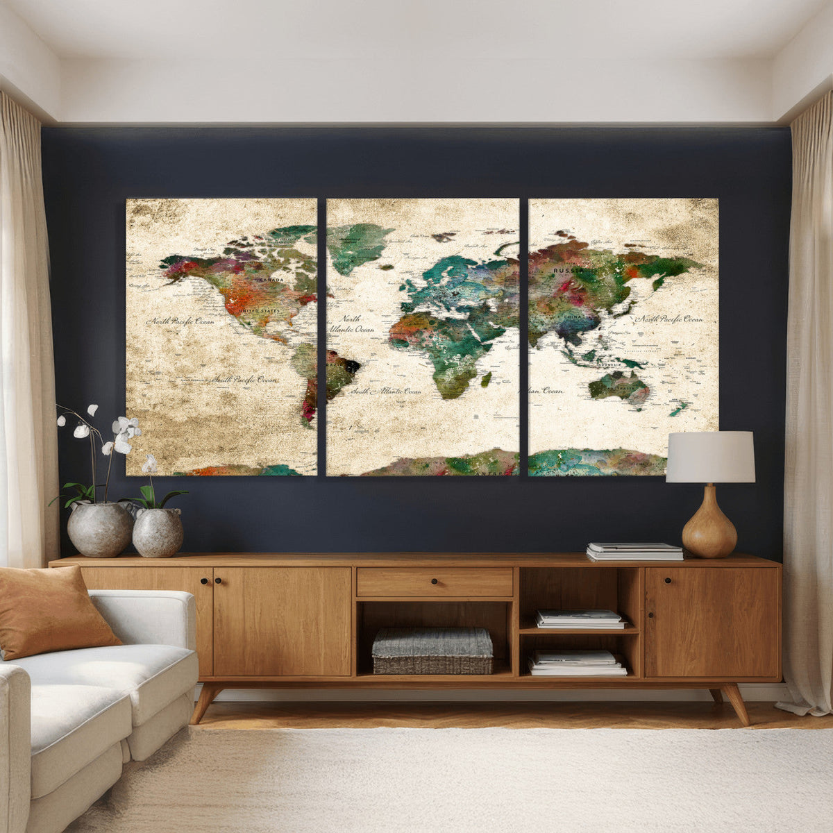 World Map Canvas Print – Framed Detailed Map of the World