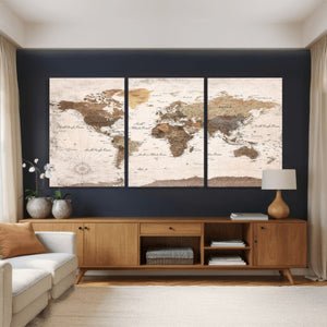 World Map Canvas Print – Framed Travel Map Wall Art for