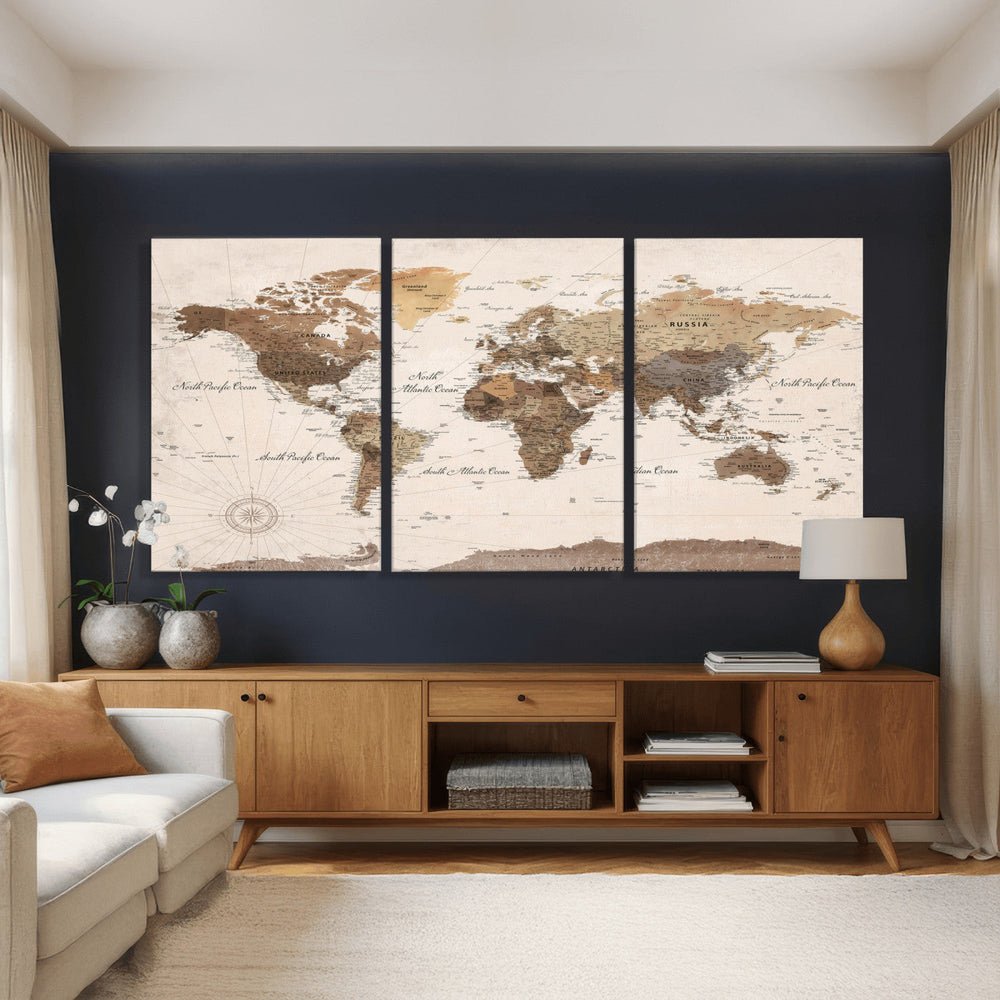 World Map Canvas Print – Framed Detailed Map of the World