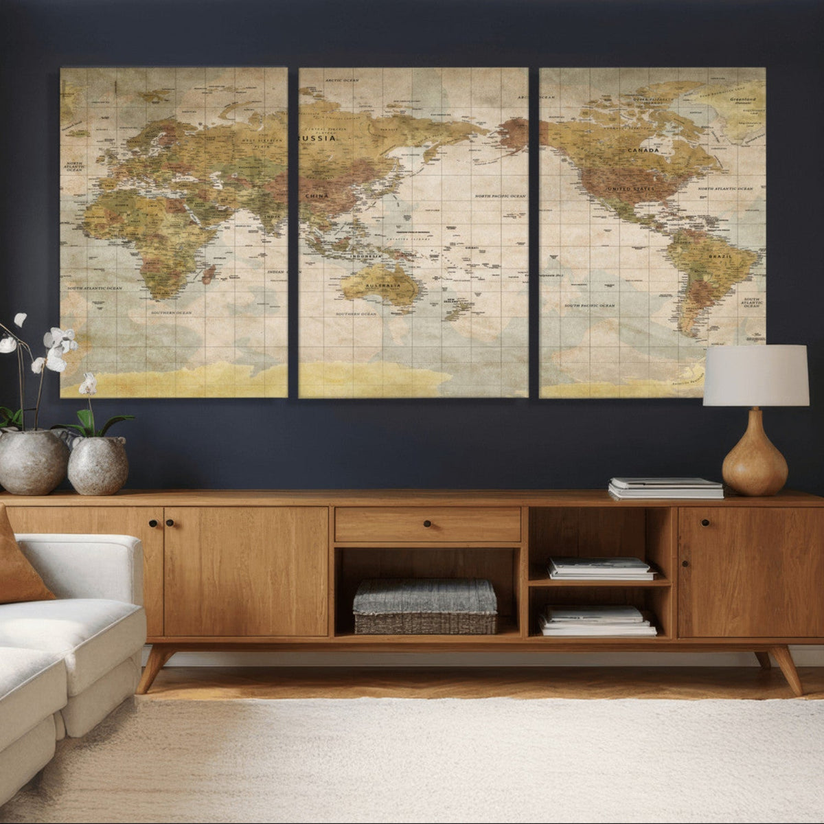 World Map Canvas Print – Detailed Map of the World Wall Art