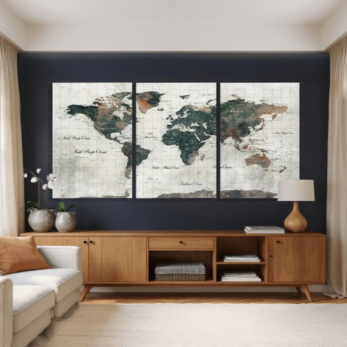 World Map Canvas Print – Framed Travel Map Wall Art for