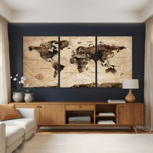 World Map Wall Art Canvas Print
