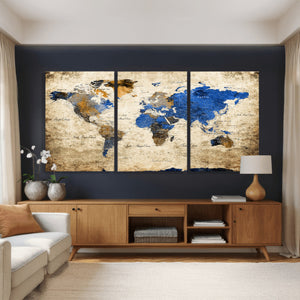 World Map Canvas Print – Colorful Abstract Travel Map,