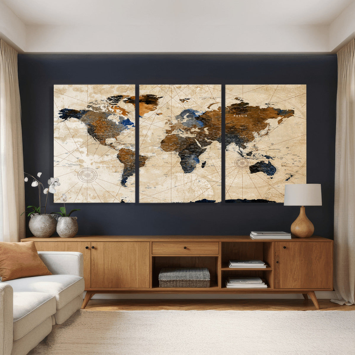 World Map Canvas Print – Framed Travel Map Wall Art for