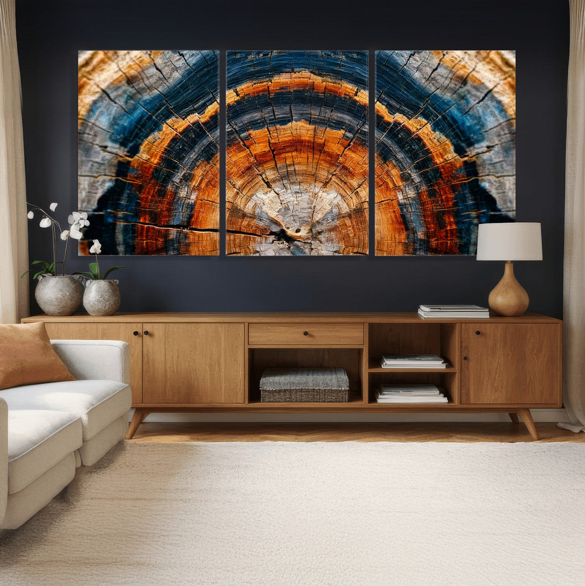 Abstract Wood Grain Canvas Print, Tree Ring Pattern Wall