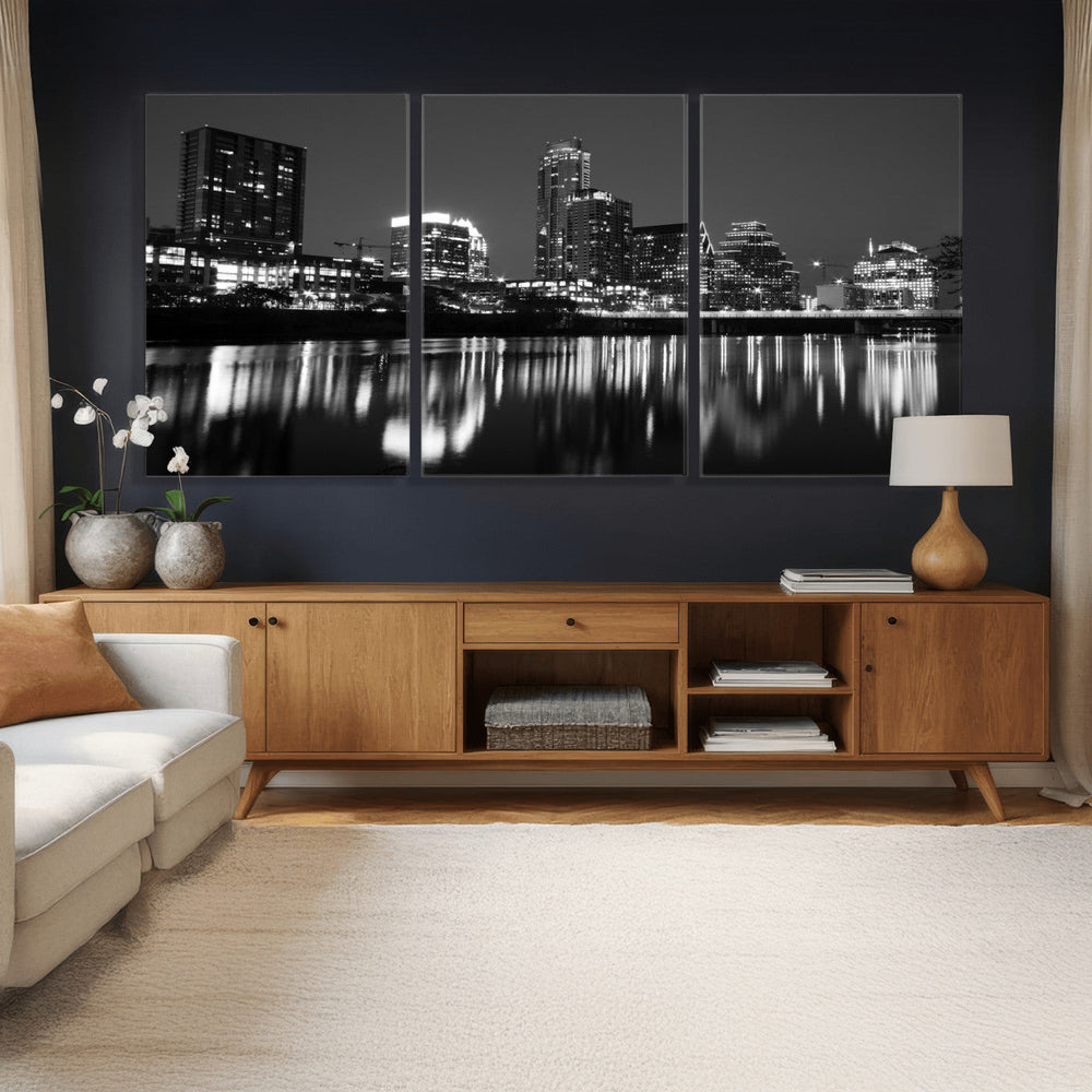 Austin Skyline Wall Art Canvas Print, Austin Downtown Night