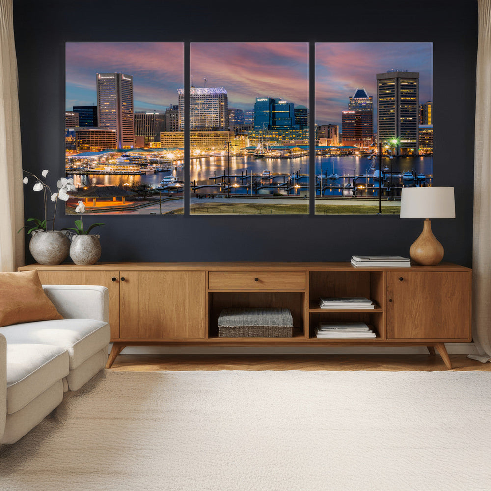 Baltimore Skyline Wall Art Canvas Print, Baltimore Downtown