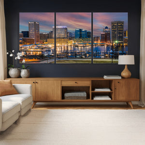 Baltimore Skyline Wall Art Canvas Print, Baltimore Downtown