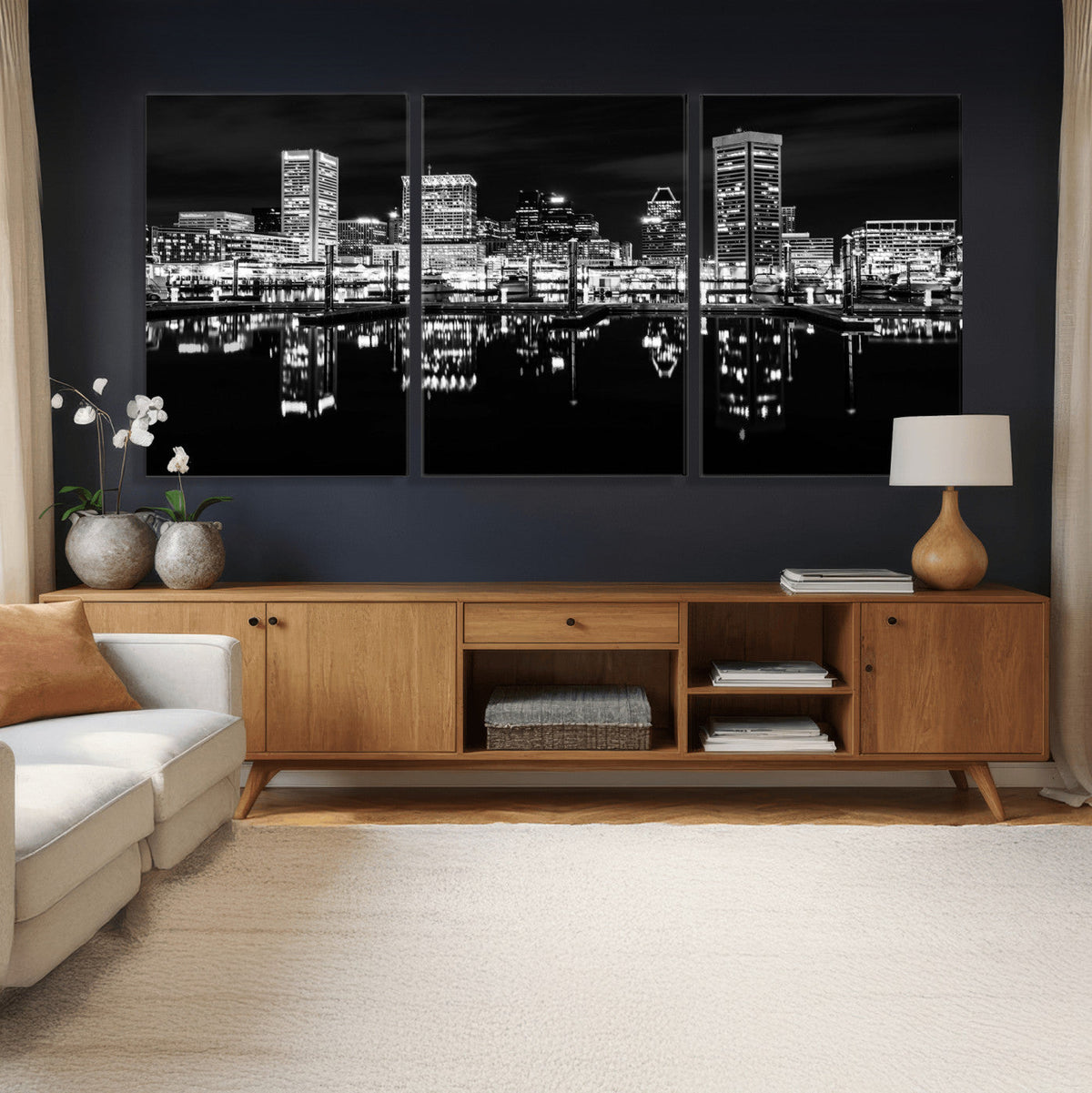 Baltimore Skyline Wall Art Canvas Print, Baltimore Downtown