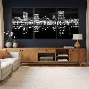 Baltimore Skyline Wall Art Canvas Print, Baltimore Downtown