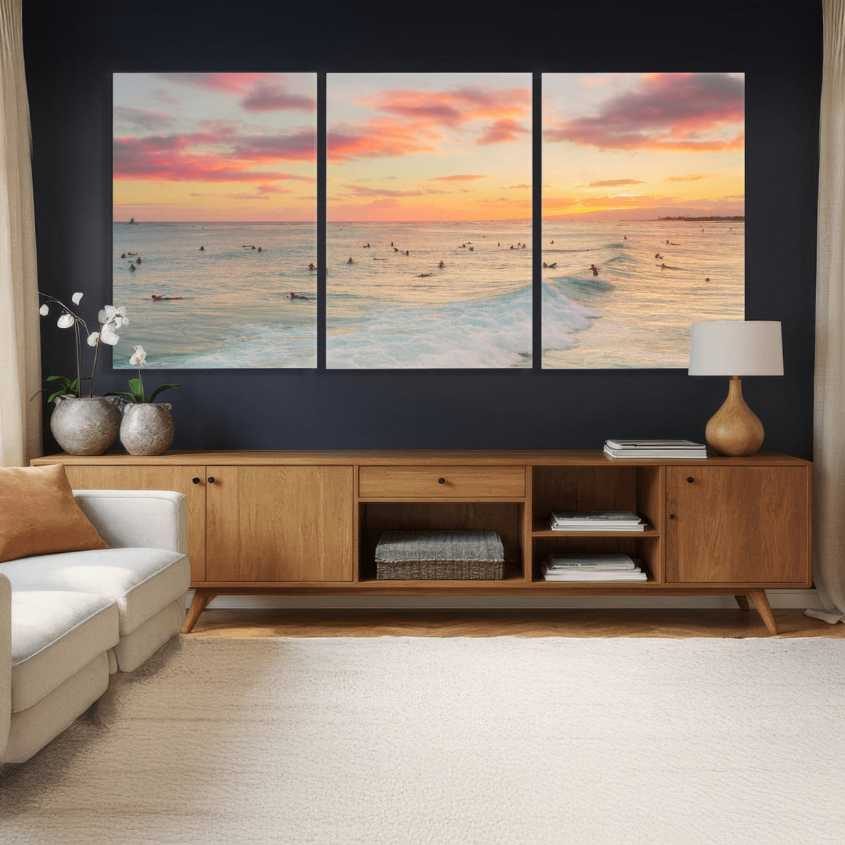 Sunset Beach Wall Art Canvas Print – Soft Coastal
