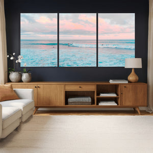Ocean Wave Wall Art Canvas Print, Pastel Surf Seascape