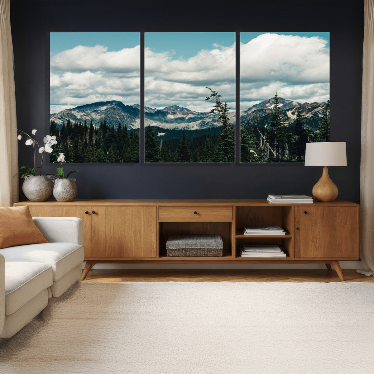 Mountain Forest Wall Art Canvas Print, Alpine Pine Tree