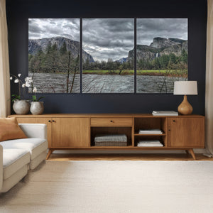 Yosemite Valley River Wall Art Canvas Print, Granite Cliffs
