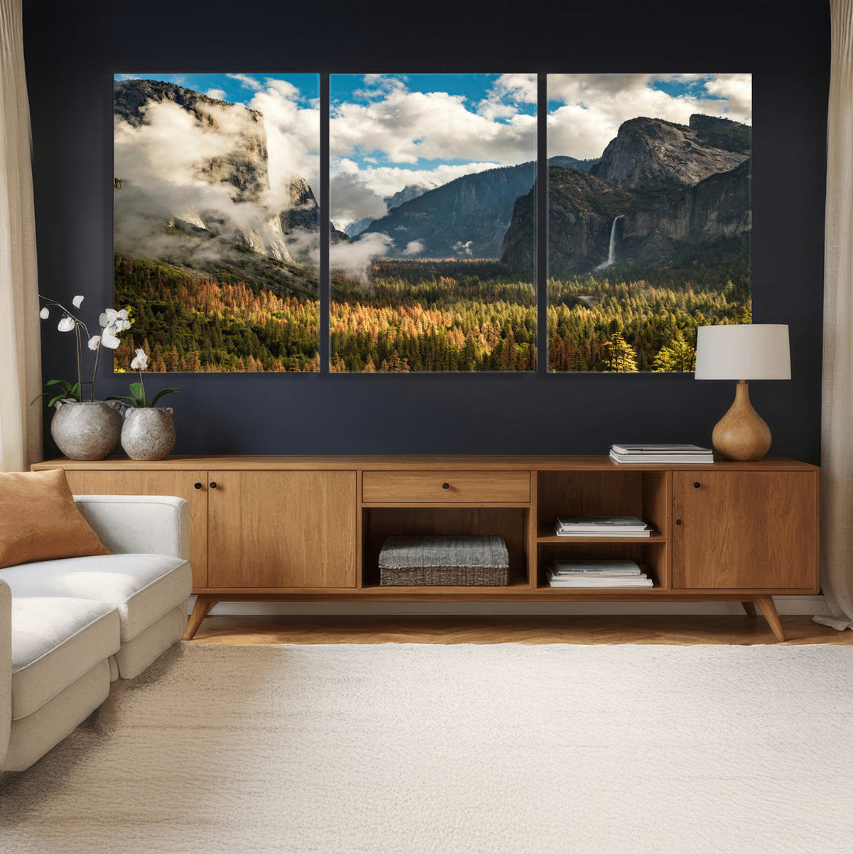 Yosemite Valley River Wall Art Canvas Print