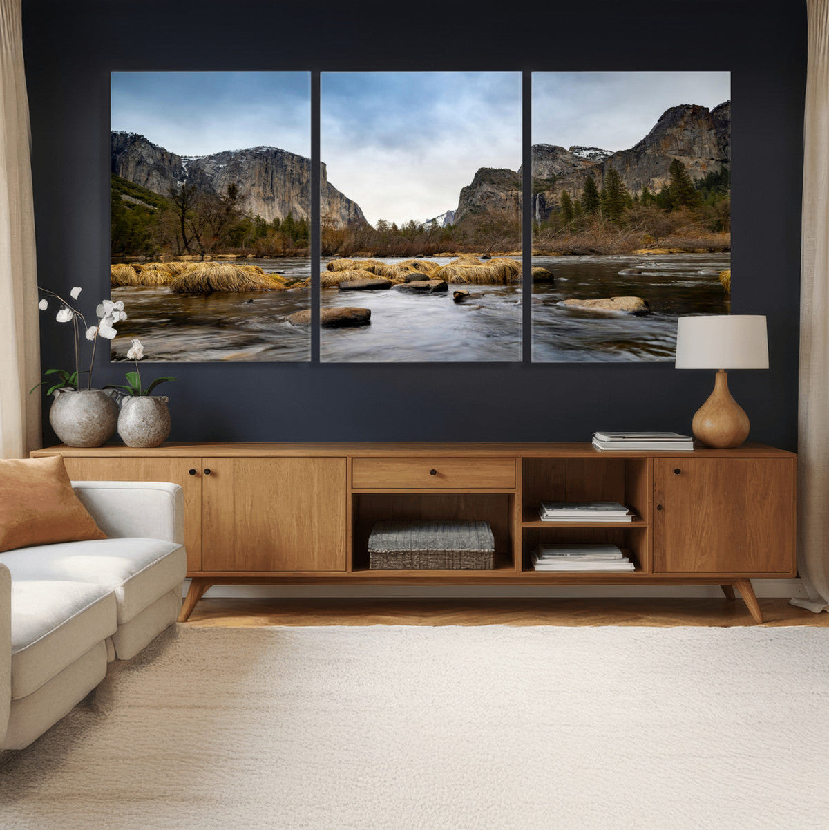 Yosemite Valley Mountain Landscape Wall Art Canvas Print,