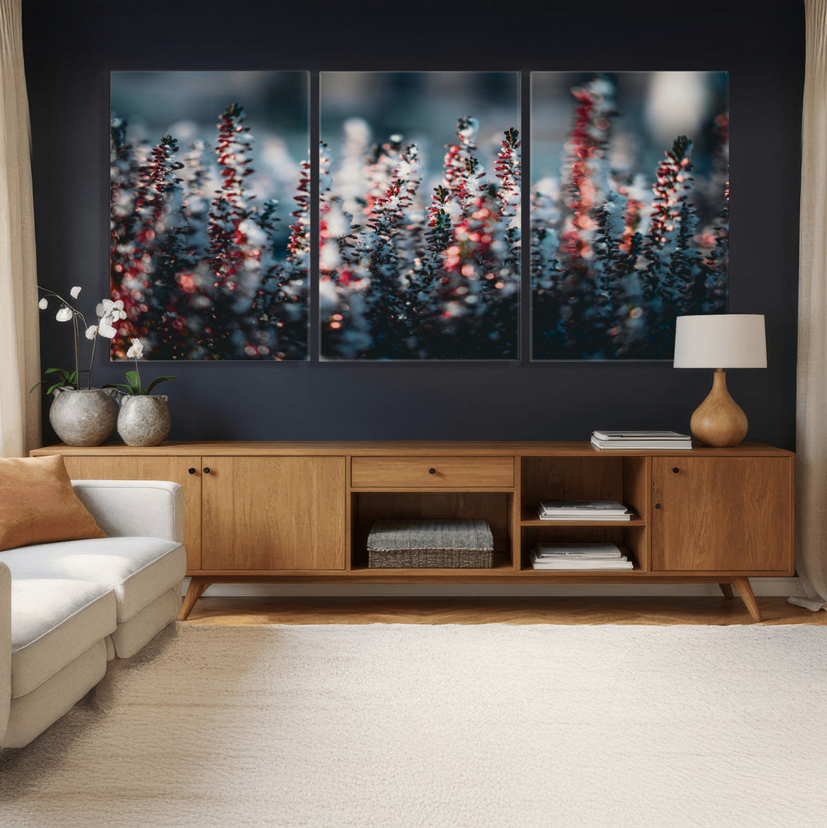 Winter Heather Wall Art Canvas Print, Frosted Floral Nature