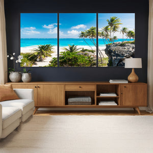 Tropical Beach Wall Art Canvas Print, Palm Tree Ocean