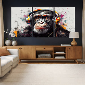 Dj Monkey Wall Art Canvas Print – Colorful Pop Art Banksy