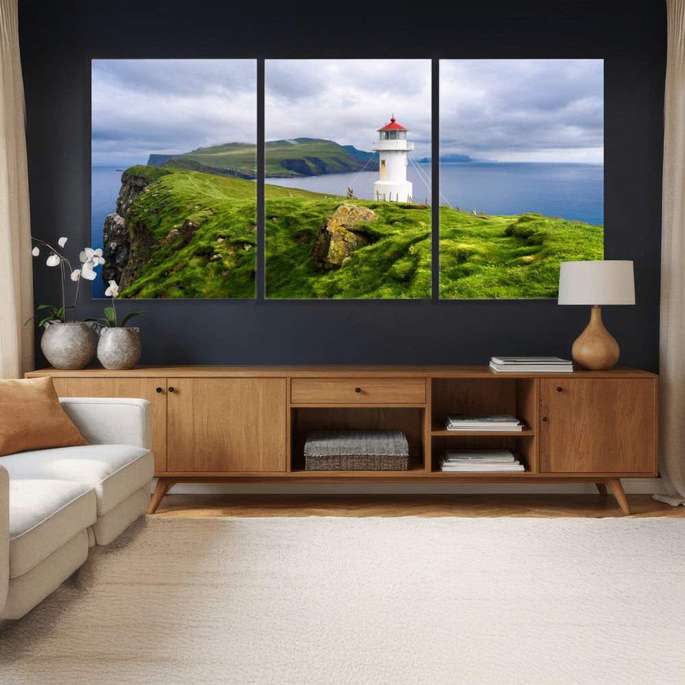 Cliffside Lighthouse Wall Art Canvas Print – Coastal