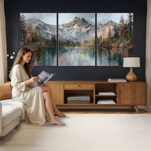 Drip Style Forest Lake Gold Art — Abstract Expressionist