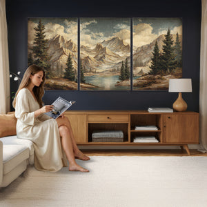Drip Style Forest Lake Gold Art — Abstract Expressionist