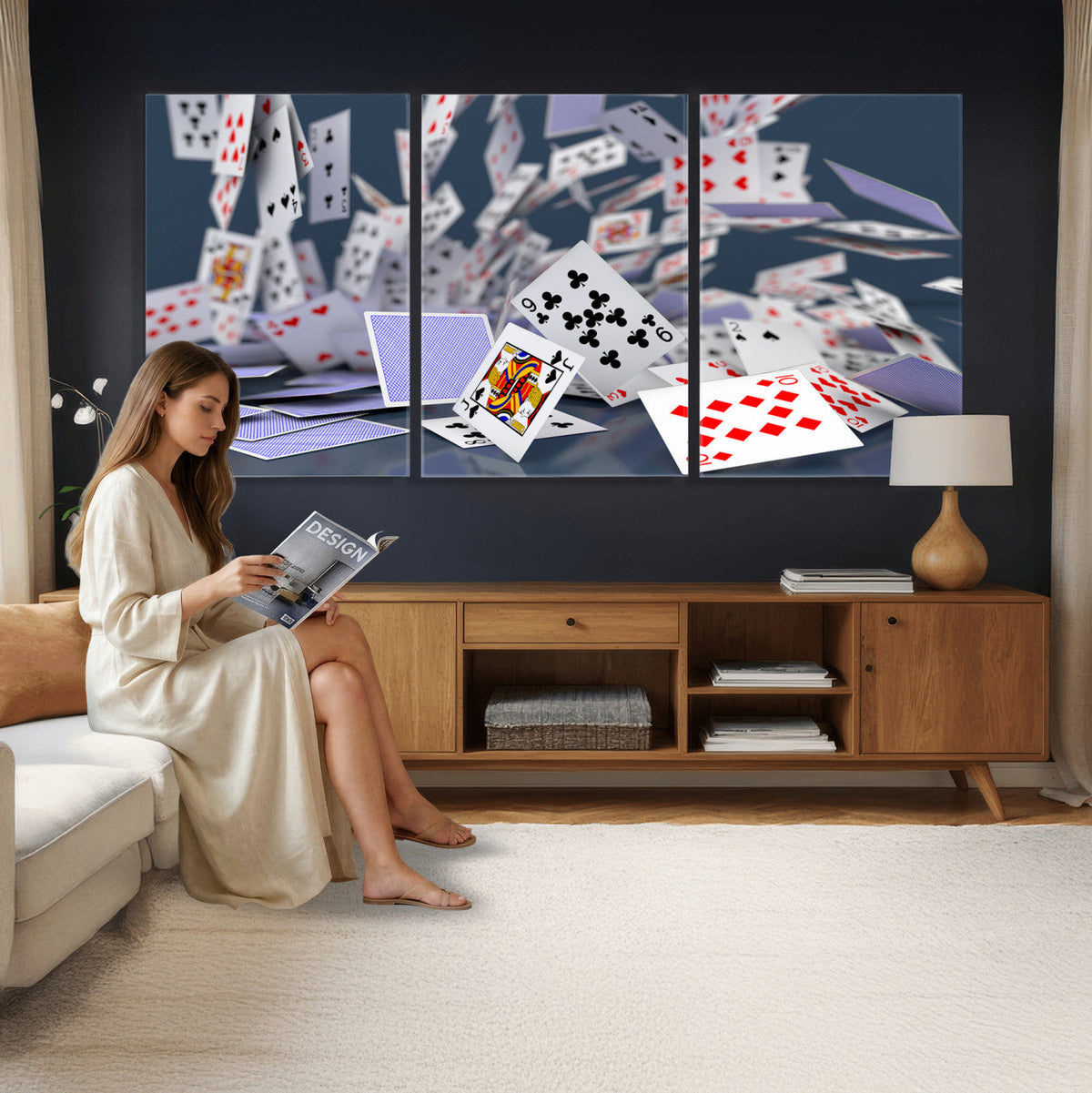 Playing Cards Canvas Wall Art | Casino Game Room Decor,