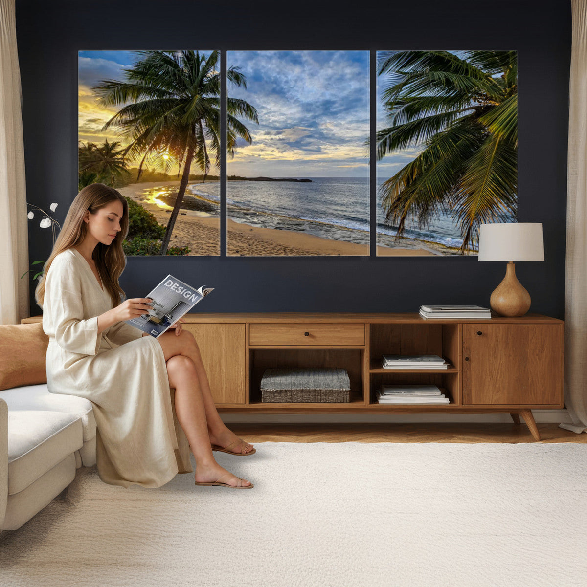 Mar Chiquita Beach Puerto Rico Canvas Wall Art, Manati Caribbean Coastal Photography Print, Tropical Ocean Sunset Decor