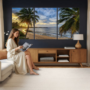 Mar Chiquita Beach Puerto Rico Canvas Wall Art, Manati Caribbean Coastal Photography Print, Tropical Ocean Sunset Decor