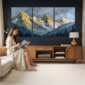 Abstract Mountain Wall Art Canvas Print Modern Landscape Painting Print