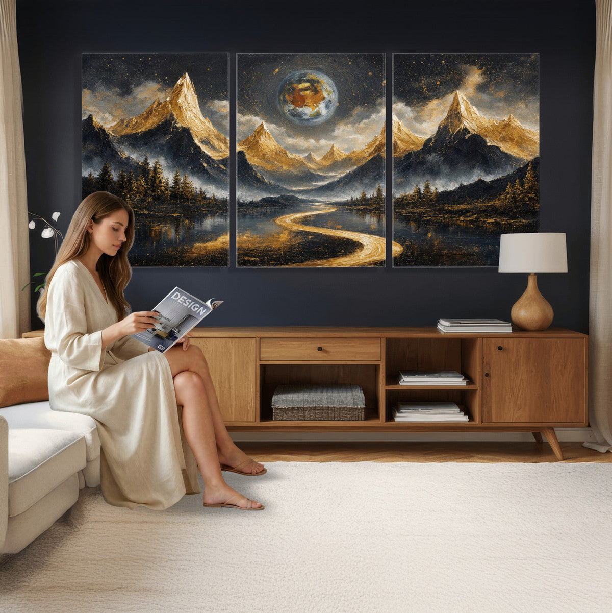 Abstract Mountain Wall Art Canvas Print Modern Landscape Painting Print