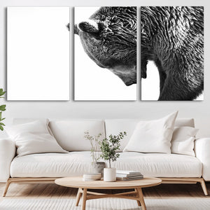 Black and White Grizzly 399 Bear Canvas Print Wall Art |