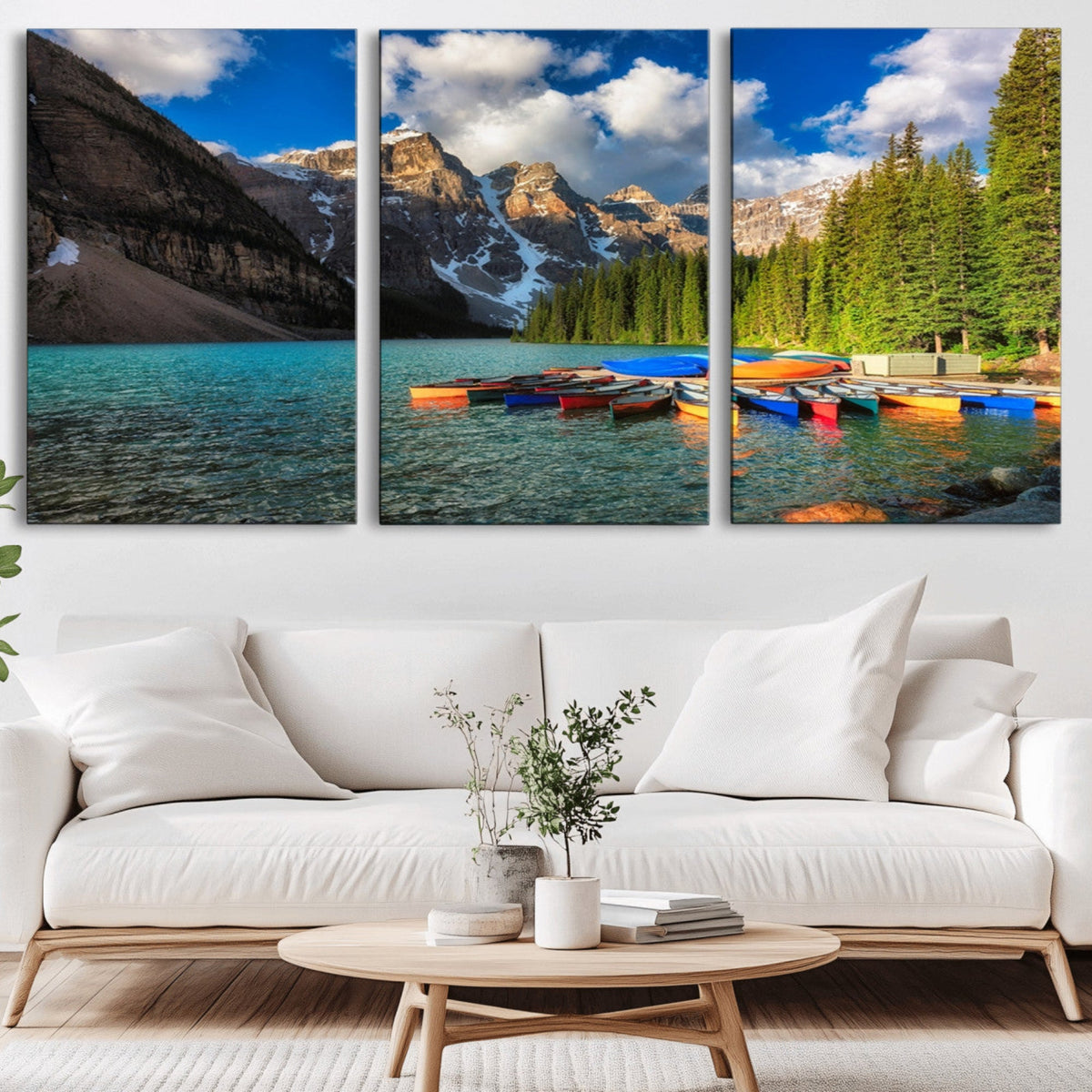 Moraine Lake 3-Panel Wall Art, Majestic Mountain and Lake