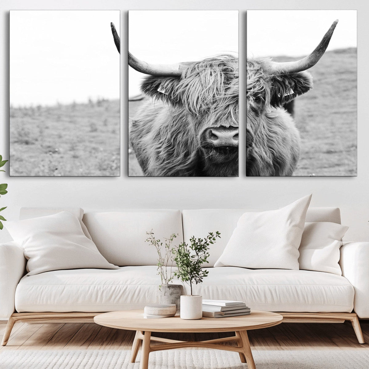 Newfoundland Cow Art Wall Art, Black White Cow Art Wall Art